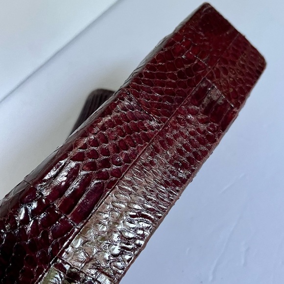VTG Snakeskin Shoulder Bag Purse Clutch Cordovan Snake - Picture 10 of 10